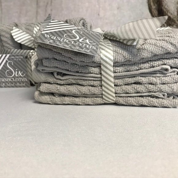 6 Washcloths Grey Gray NWT 2 sets - Picture 5 of 7